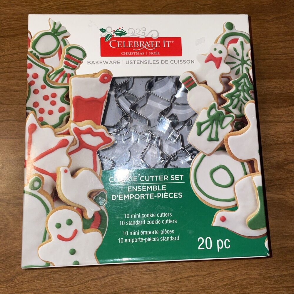 Christmas Cookie Cutter Set Celebrate It 20pc Metal Bakeware 10 Shapes 174F